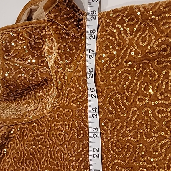 Roaman's Velour Sparking Pailette Short Sleeve Evening Top Gold 2X - Picture 8 of 11